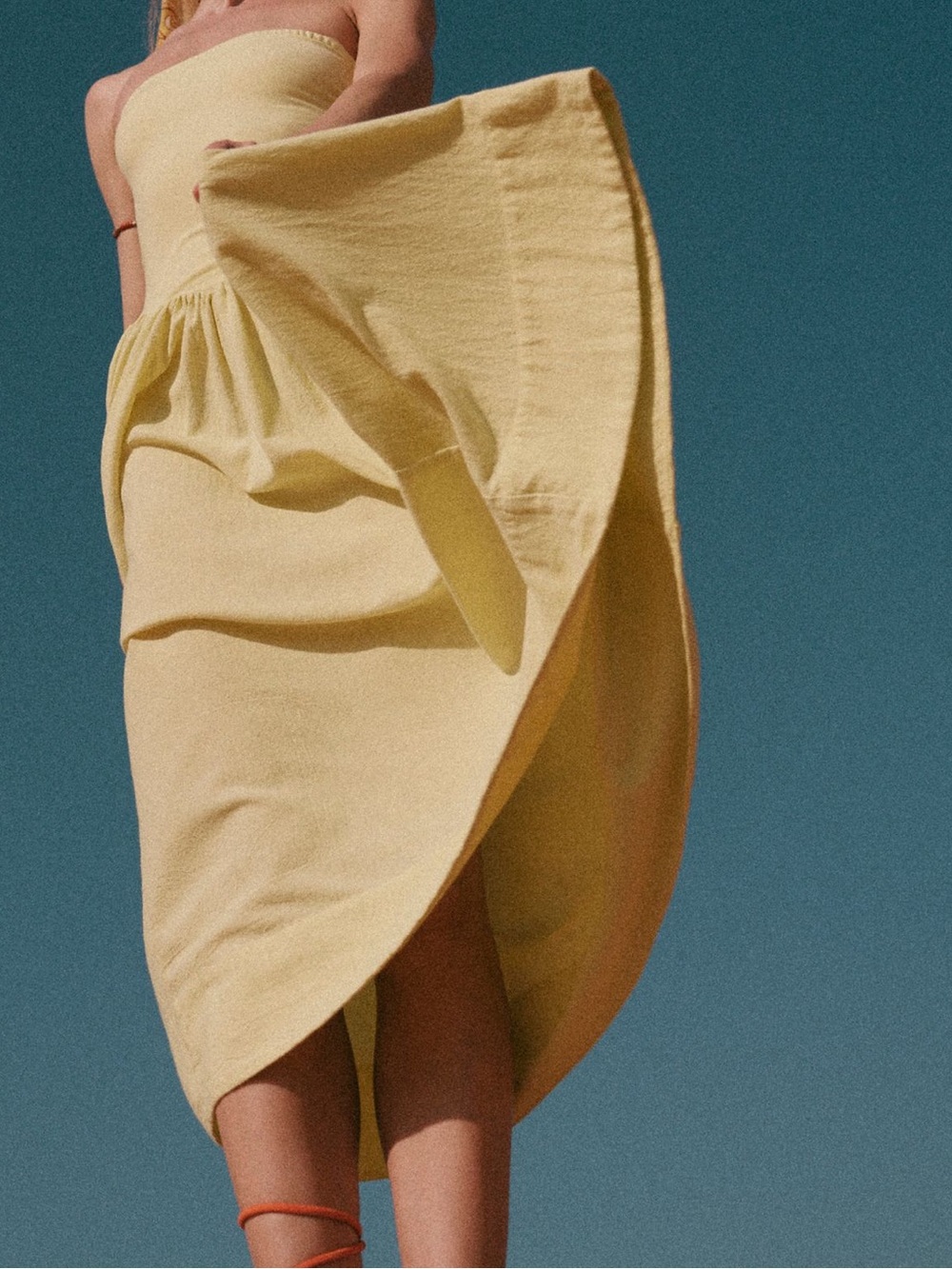 Free People Pale Yellow strapless dress
